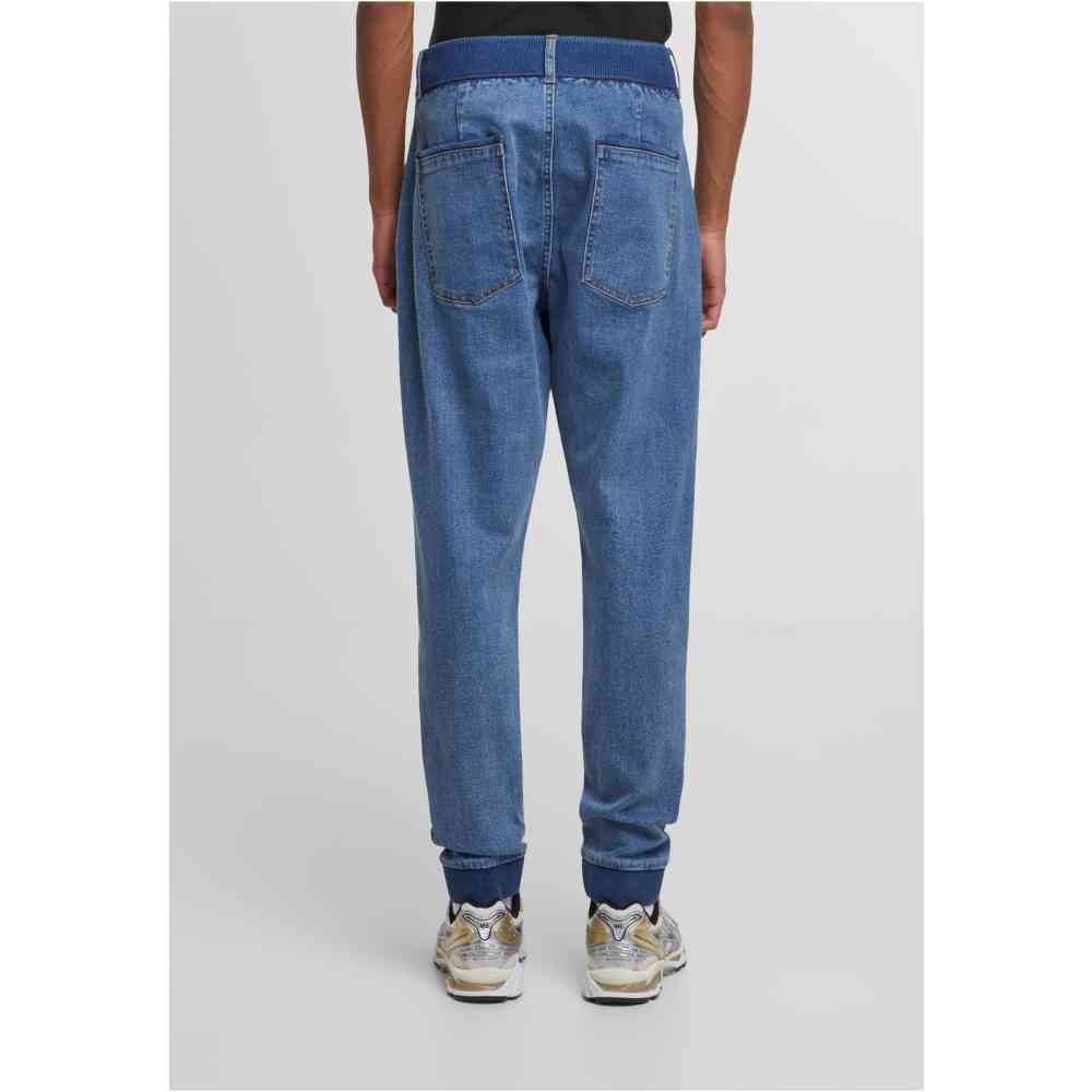 Urban Classics - Antifit Denim mid deep blue washed Broek rechte pijpen - Blauw